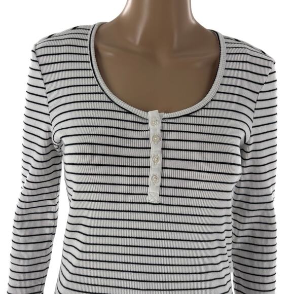 Pact Striped Favorite Rib Henley Long Sleeve Top - Picture 5 of 11